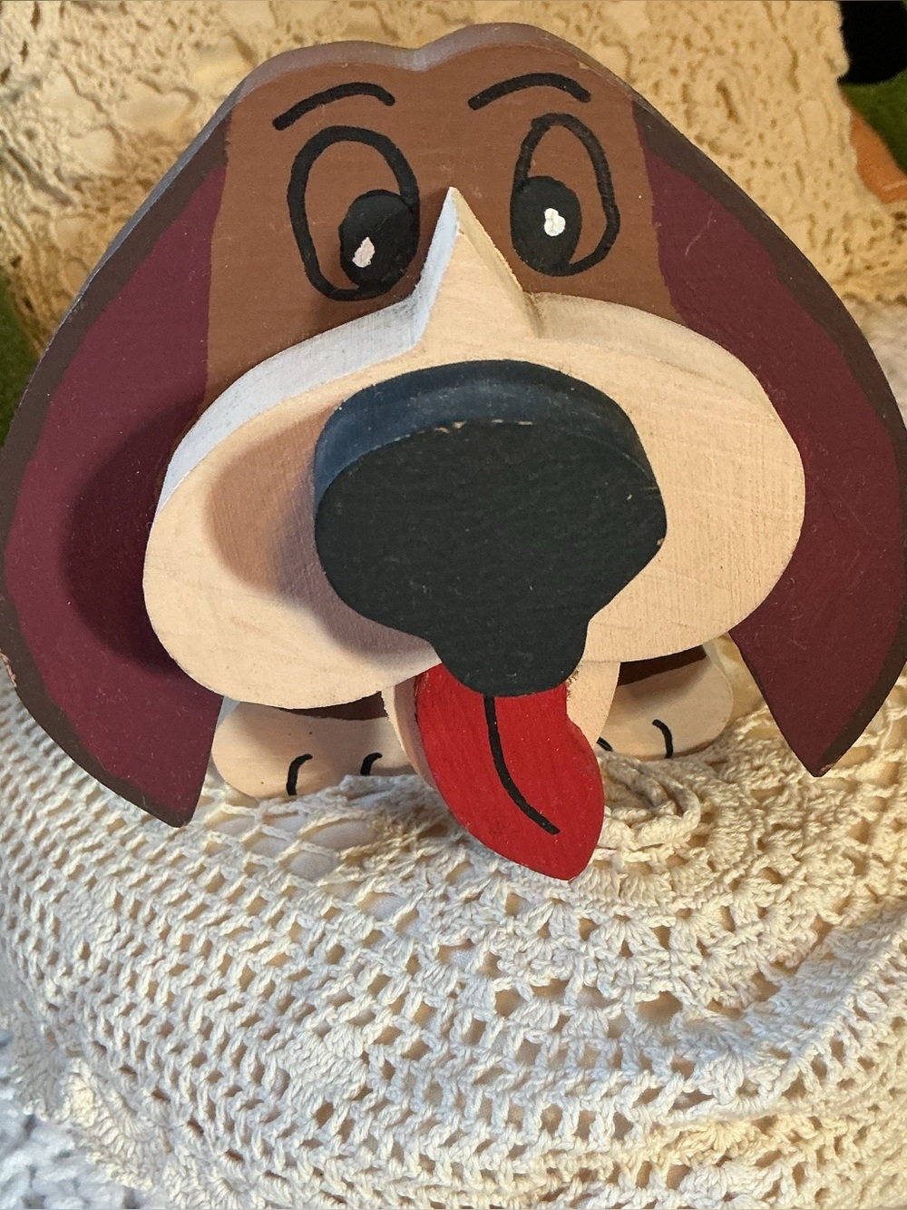 Handcrafted Y2K Brown Wooden Dog Figurine – Decorative Pet Accent